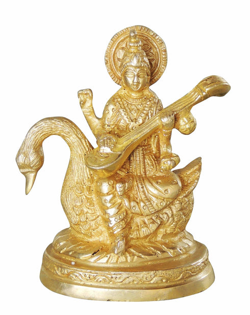Brass Saraswati Ji Idol Statue 0.98kg
